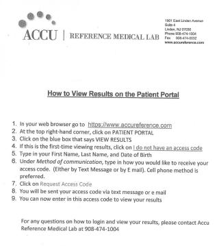 Covid 19 View Results on Patient Portal